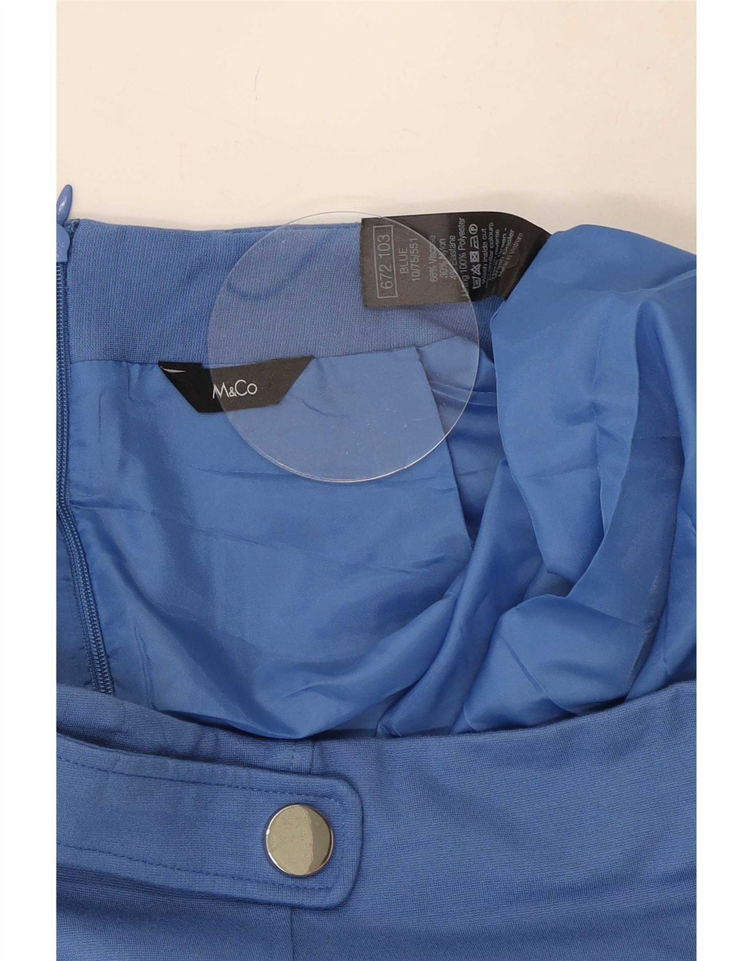 Prosta spódnica damska M&Co UK 12 Medium W30 Niebieska wiskoza