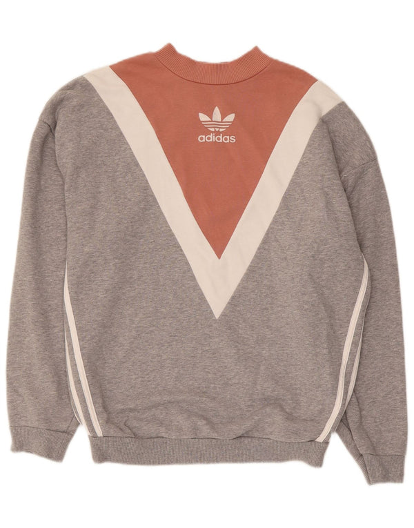 Damska bluza oversize Adidas Jumper UK 6 XS Szara bawełna z blokami kolorów