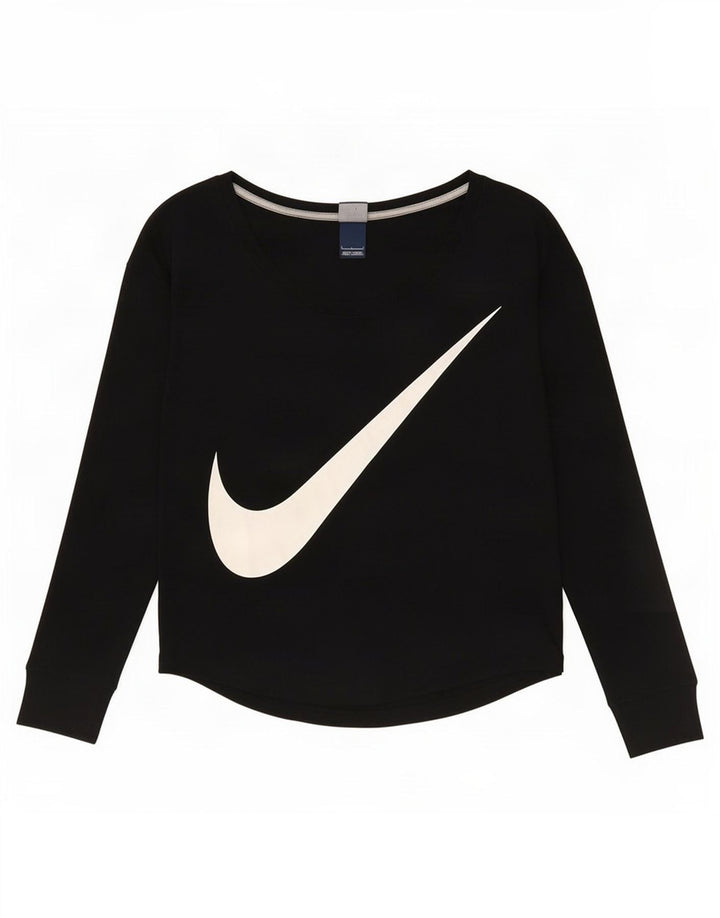 Damska koszulka z grafiką Nike z długim rękawem, UK 16, duży, czarny poliester