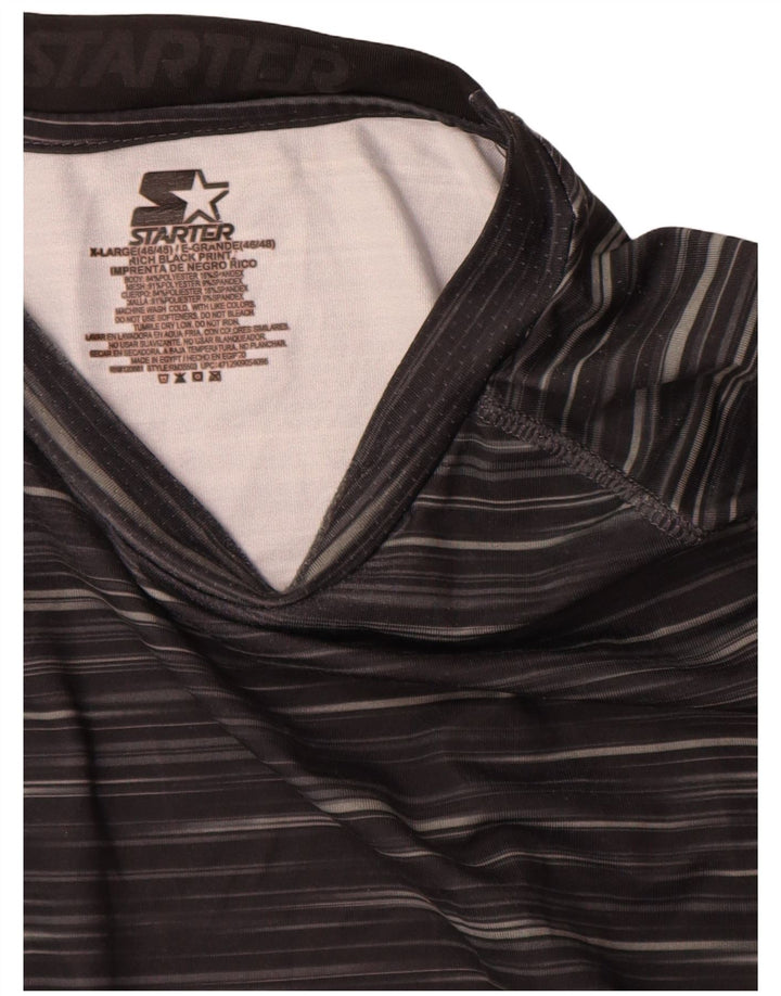 Startowy męski top z długim rękawem, UK 46/48 XL, czarny, prążkowany poliester