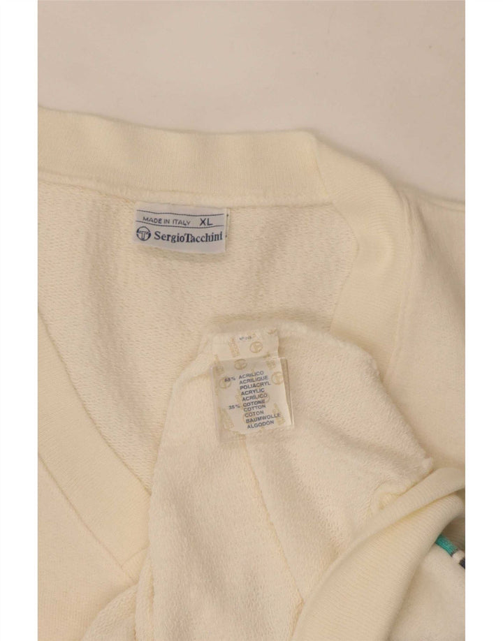 Męski podkoszulek bez rękawów Sergio Tacchini XL, biały, geometryczny akryl
