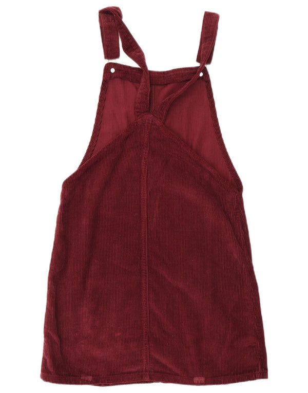 Topshop Womens Corduroy Dungaree Dress UK 6 XS  Burgundy Cotton