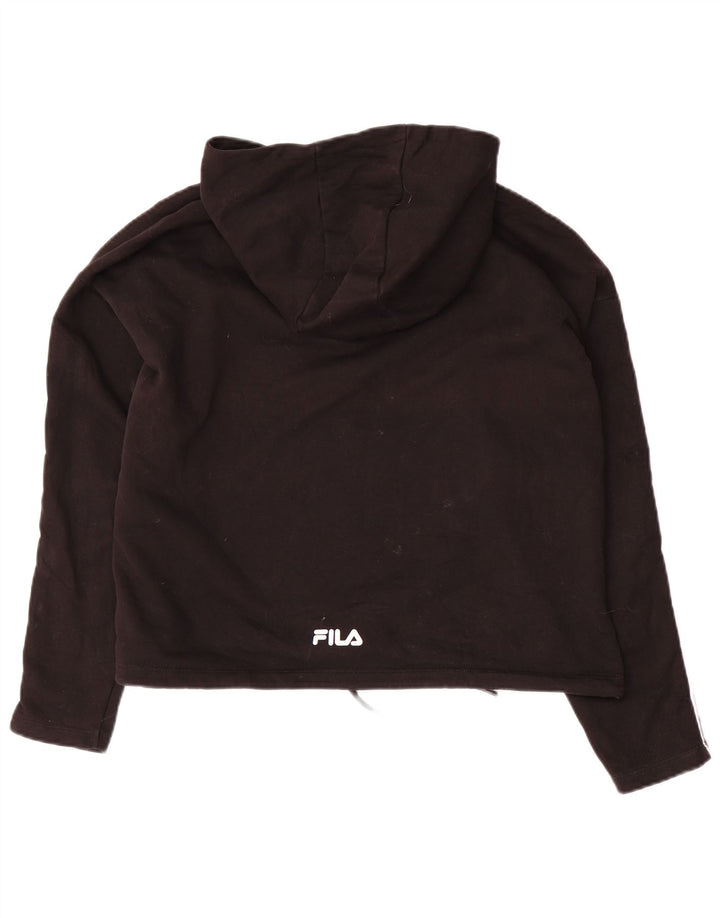 FILA Damska bluza z kapturem, oversize, z grafiką, UK 14, średnia czarna bawełna