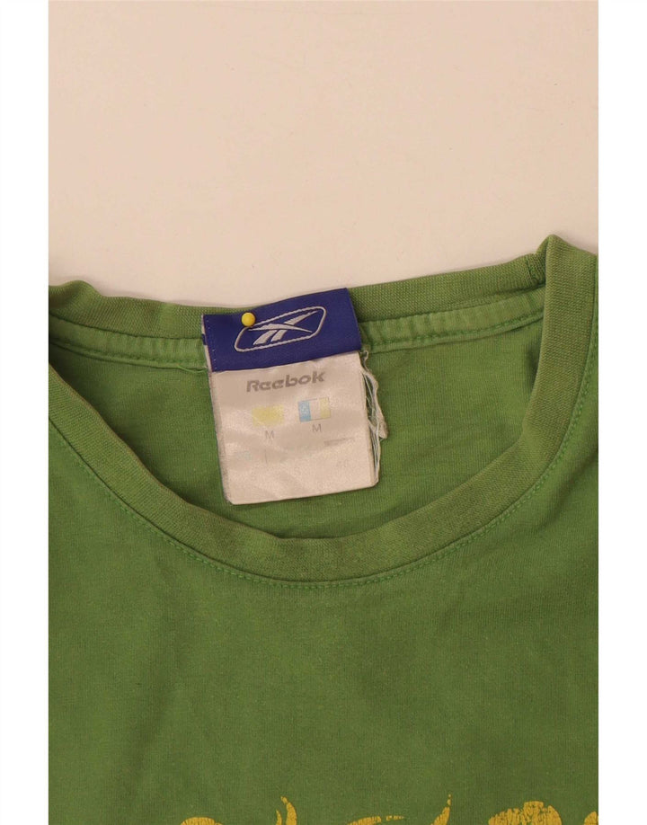 Męski T-shirt Reebok z grafiką, mały, zielony, bawełniany