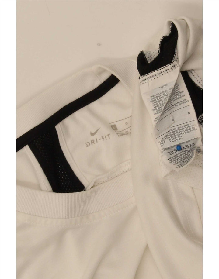 Męski T-shirt Nike Dri Fit, duży, biały, poliestrowy blok kolorów