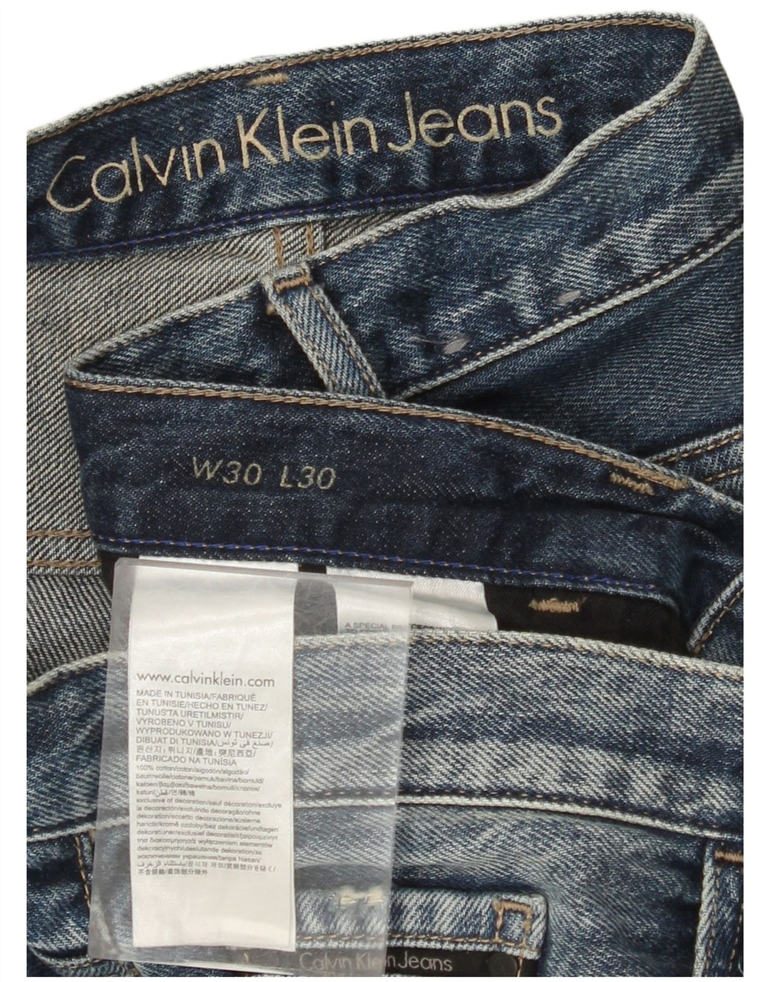 CALVIN KLEIN Męskie jeansy typu Boyfriend z przetarciami W30 L30 Niebieskie, bawełniane