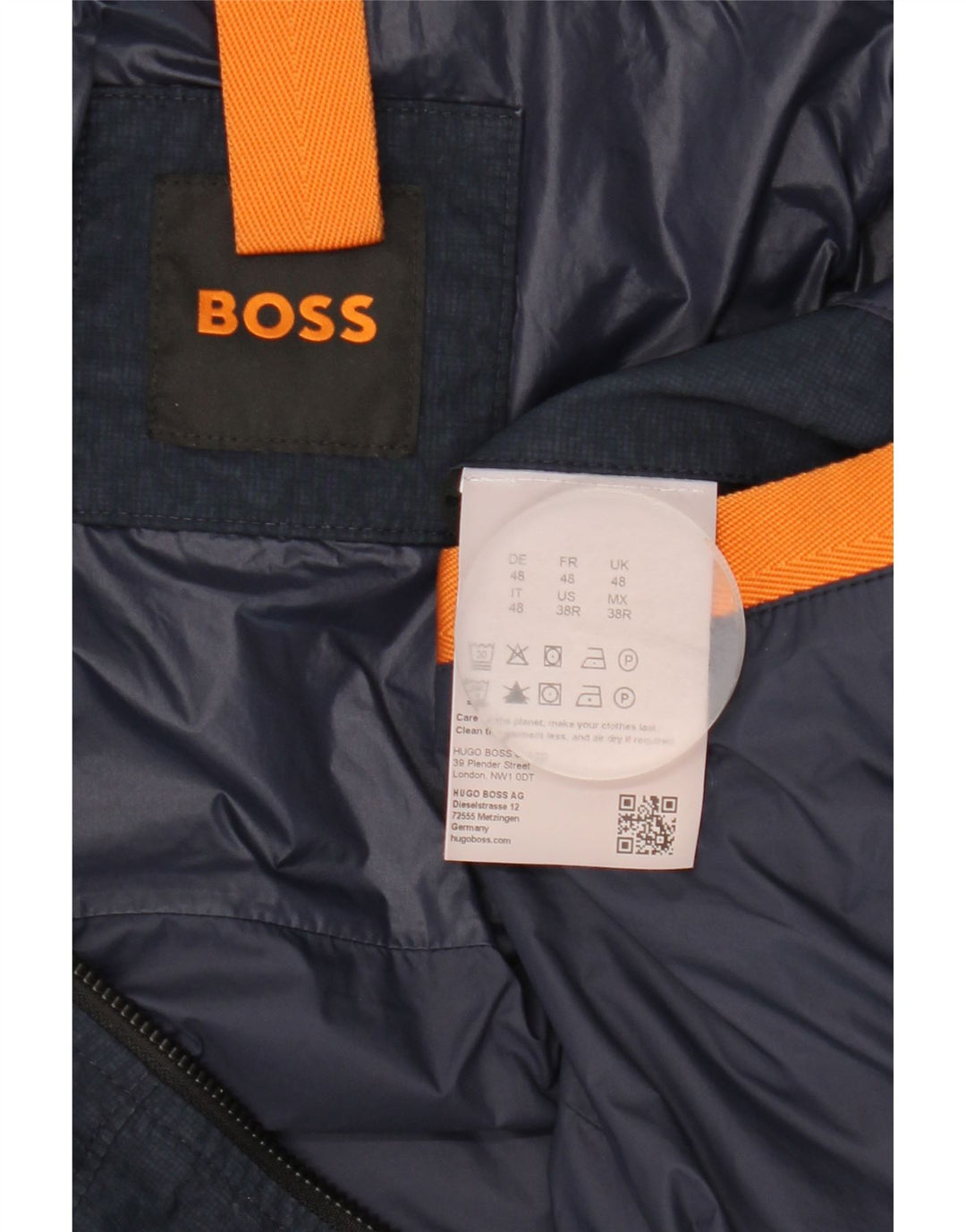 Męska kurtka bomberka z kapturem Hugo Boss EU 48, średni granatowy poliamid