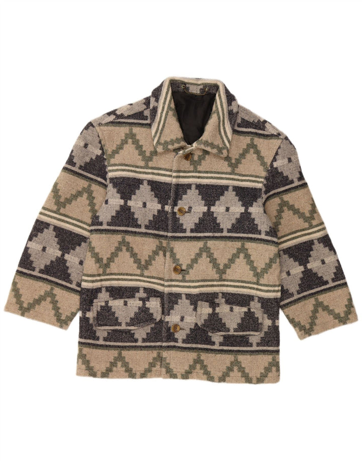 Męska marynarka zapinana na 4 guziki VINTAGE UK 38 Medium Beige Fair Isle