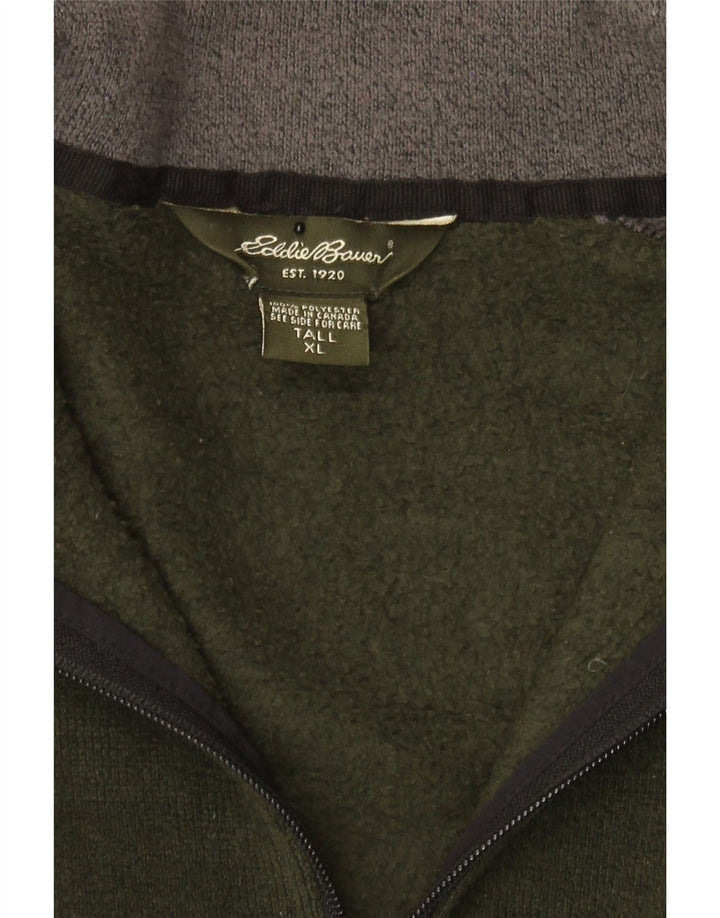 EDDIE BAUER Mens Zip Neck Sweatshirt Jumper XL Green Colourblock Polyester Vintage Eddie Bauer and Second-Hand Eddie Bauer from Messina Hembry 