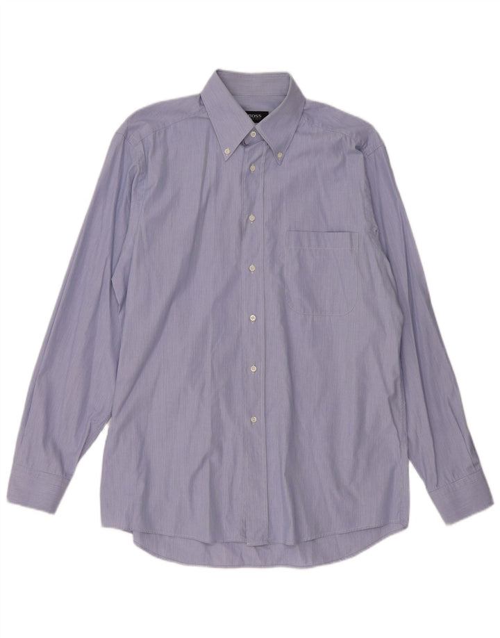 Koszula męska Hugo Boss, bawełniana w średnie niebieskie prążki