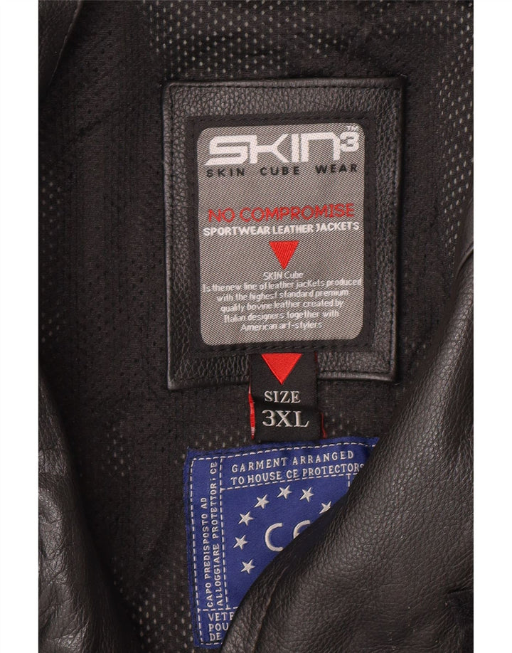 Męska skórzana kurtka racer VINTAGE UK 46 3XL czarna skóra