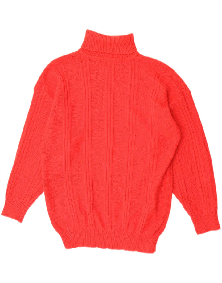 Vintage męski sweter z wywijanym dekoltem XL, czerwony akryl