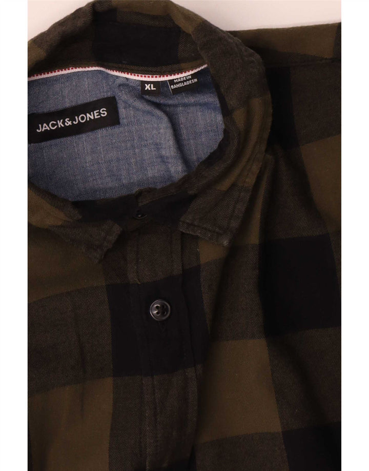 Męska koszula flanelowa Jack & Jones XL w kolorze khaki, bawełniana krata