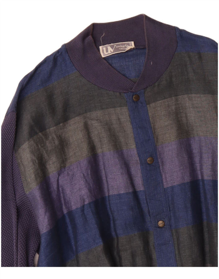 Męska kurtka bomberka Umberto Vallati UK 38 w średnie, wielokolorowe paski