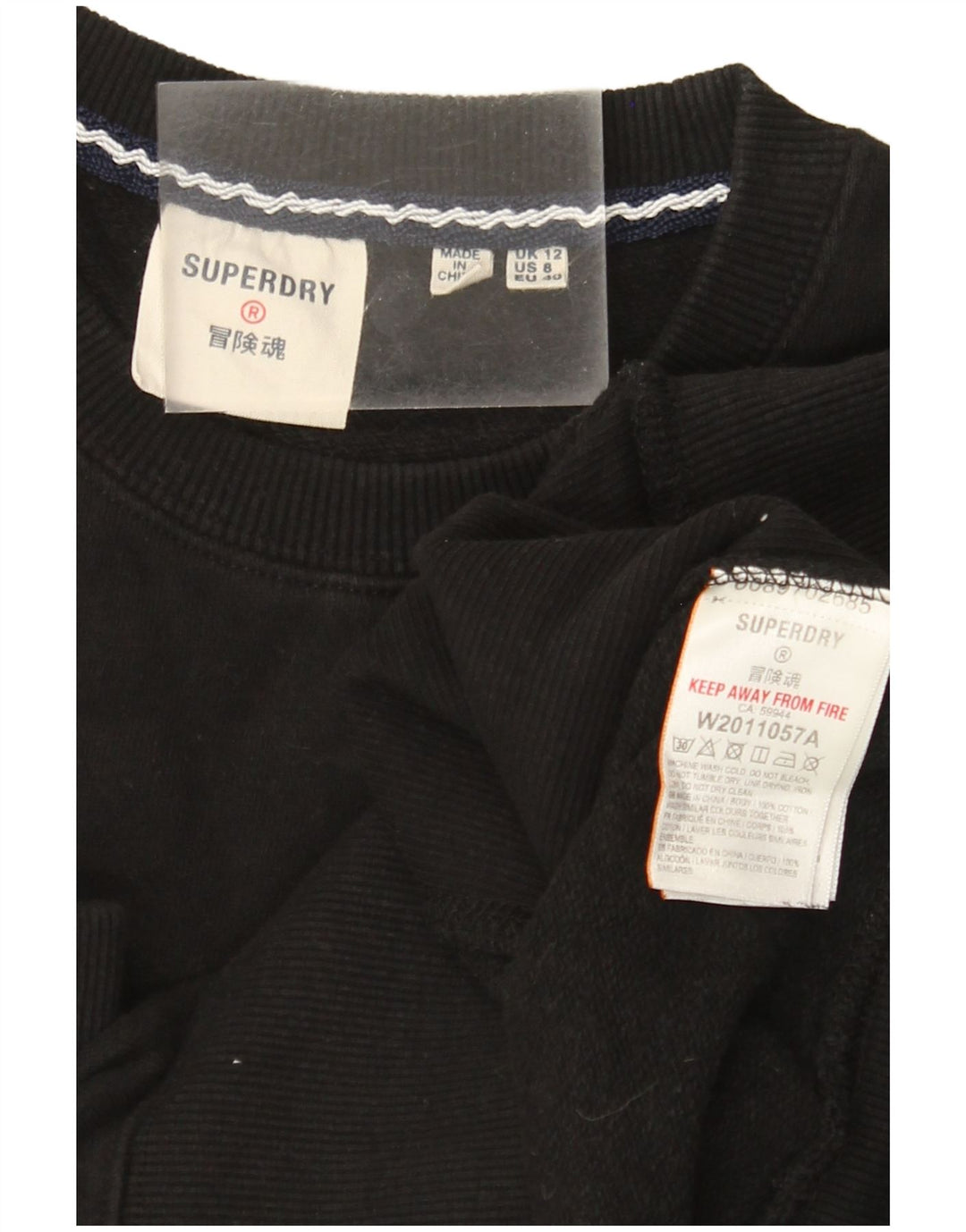 Damski sweter z grafiką Superdry UK 12, średni czarny, blok kolorów