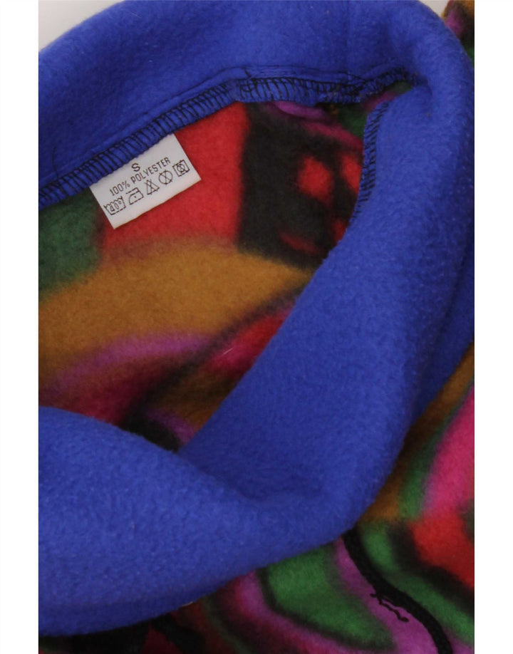 Vintage męski sweter polarowy o luźnym kroju, mały, wielokolorowy, geometryczny