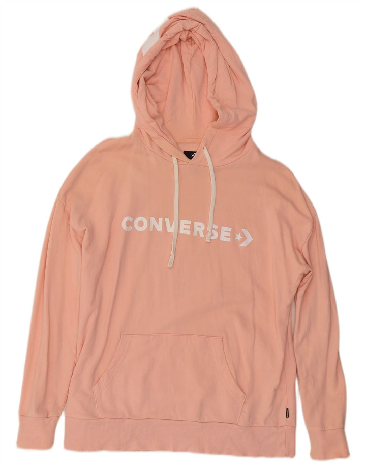 CONVERSE Mens Graphic Hoodie Jumper Medium Pink Cotton