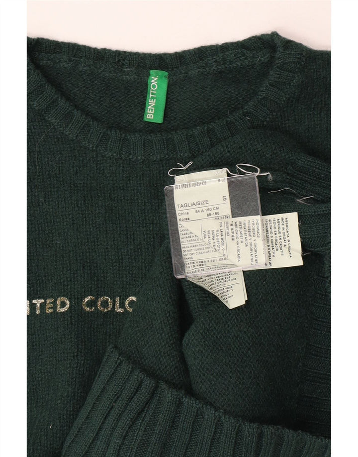 Damski sweter Benetton Crop Graphic z okrągłym dekoltem UK 10 Small Green