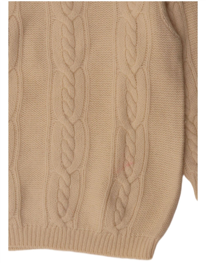 Damski sweter z golfem Benetton UK 14, duży, wełniany w kolorze złamanej bieli