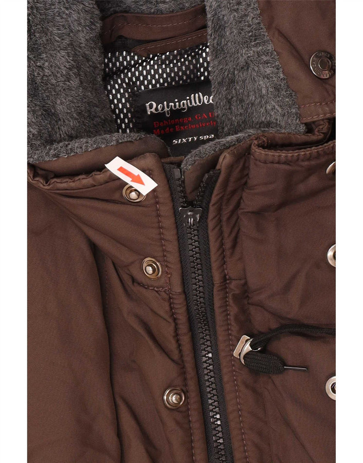 Refrigiwear Męska kurtka wiatrówka z kapturem UK 38 Średni brąz Poliamid