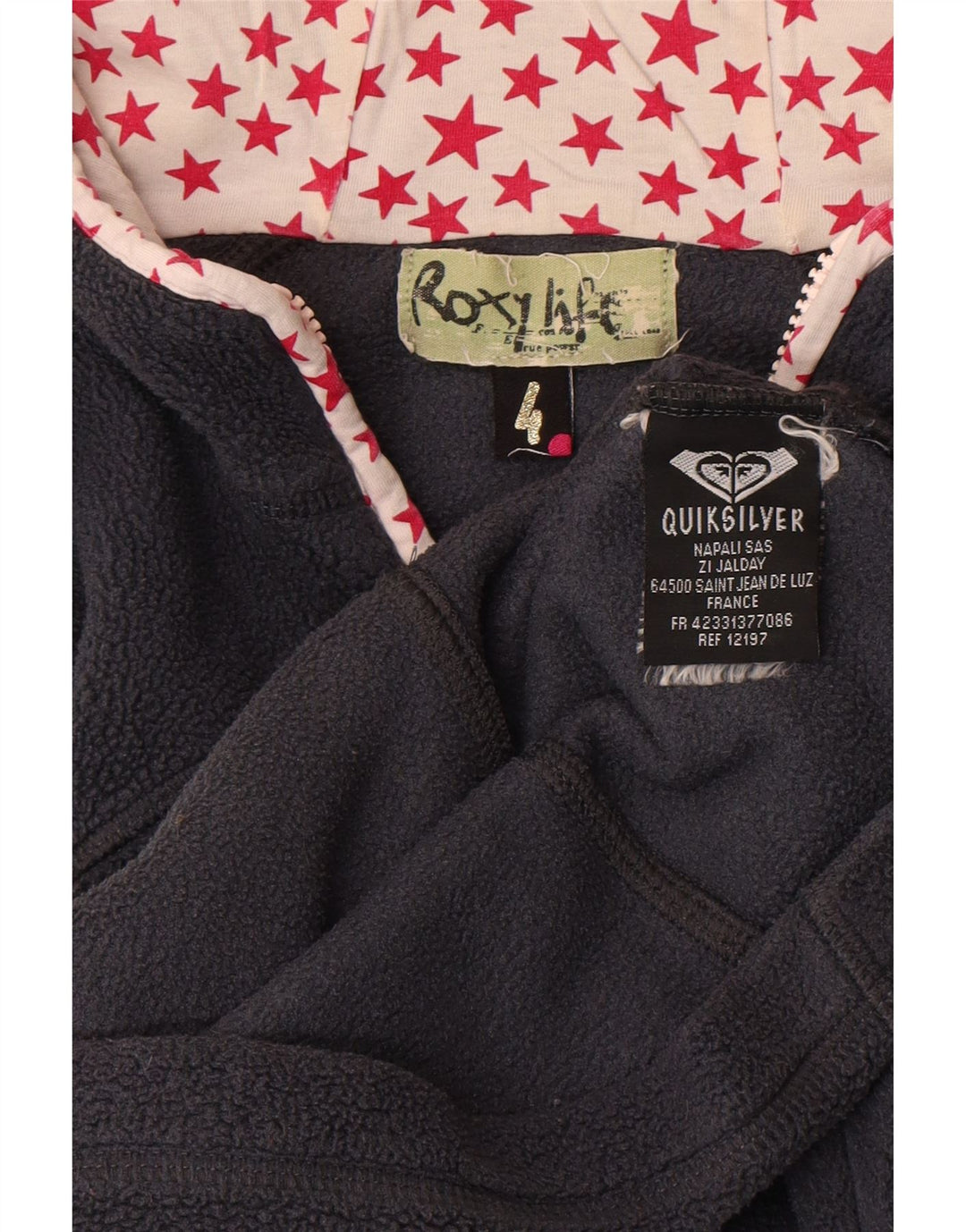 Damska kurtka polarowa z kapturem Roxy Quiksilver US 4, mała, granatowa, z poliestru