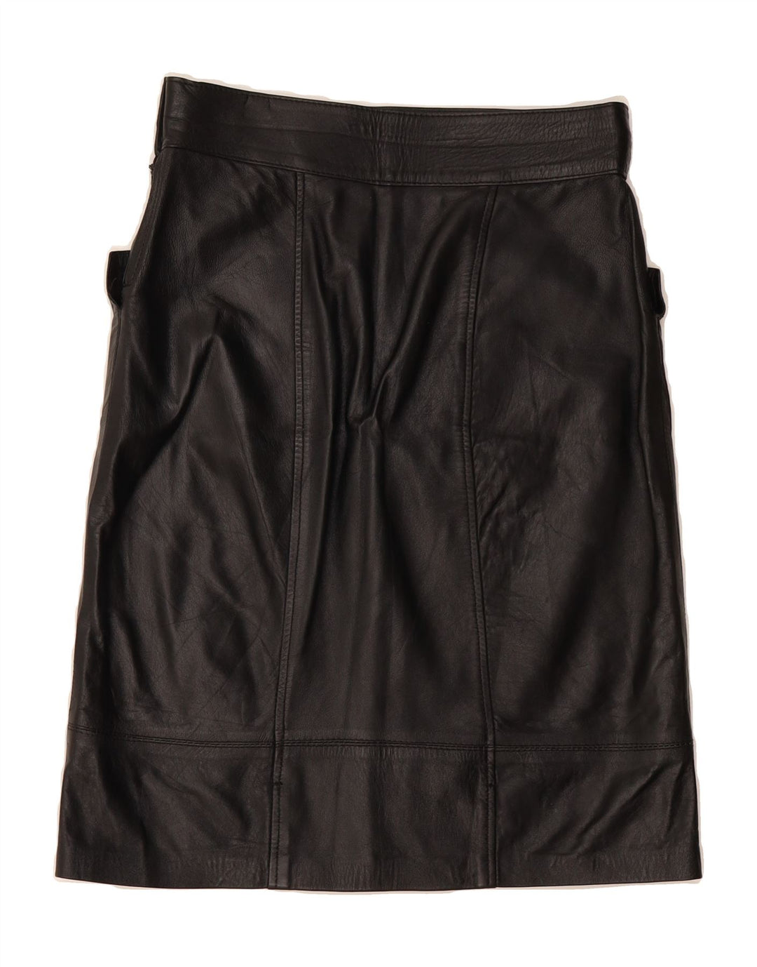 VINTAGE Womens Leather Skirt IT 42 Medium W28 Black Vintage Vintage and Second-Hand Vintage from Messina Hembry 
