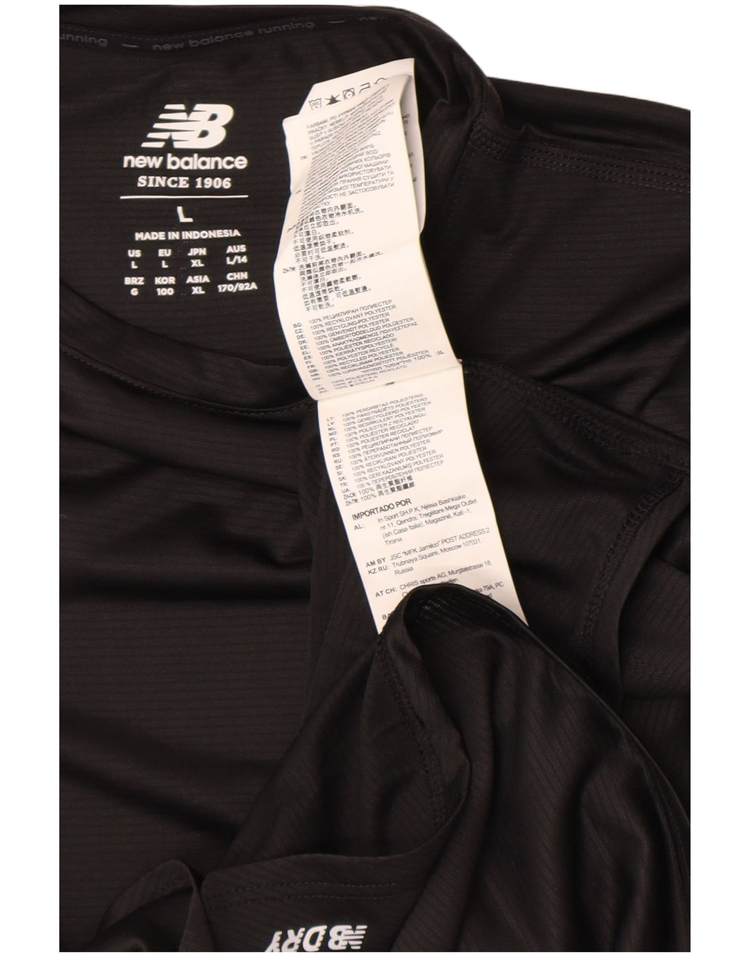 Damski top New Balance z długim rękawem UK 16, duży, czarny poliester