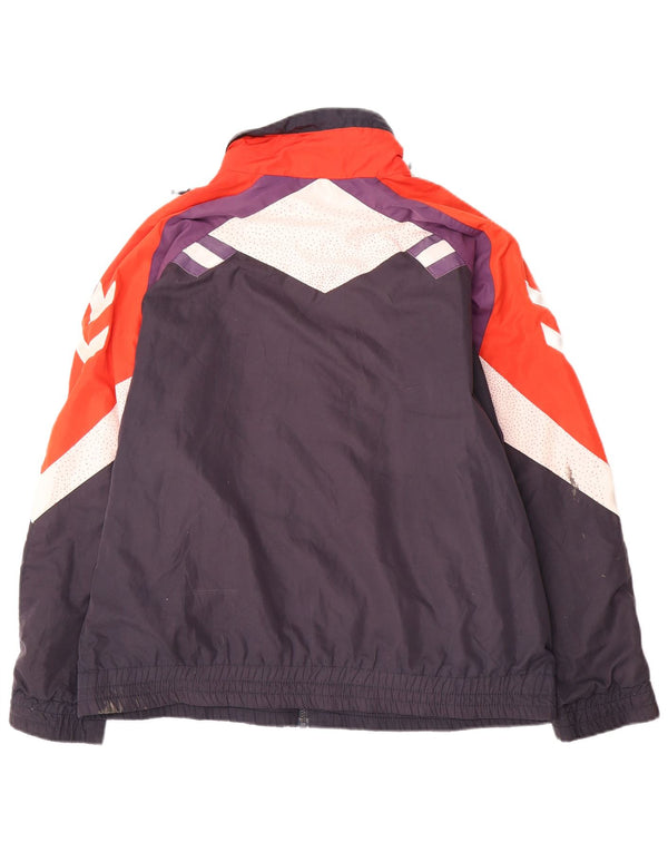 Męska kurtka dresowa Hummel o luźnym kroju, mała, granatowa, z blokami kolorów