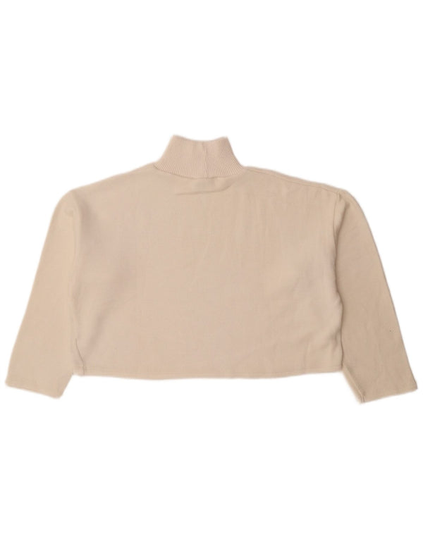 Damski sweter Zara Crop Oversize z golfem UK 10 Small Off White
