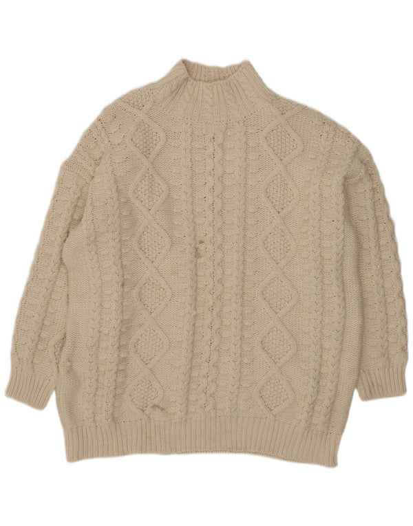 Damski sweter oversize z golfem Zara UK 16, duży, beżowy