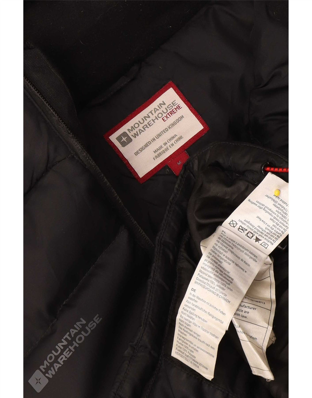 Męska ocieplana kurtka z kapturem Mountain Warehouse UK 38, średni czarny nylon