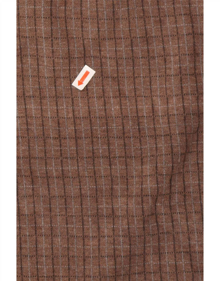Izod Męski sweter z zamkiem błyskawicznym, bawełniany w brązową kratkę