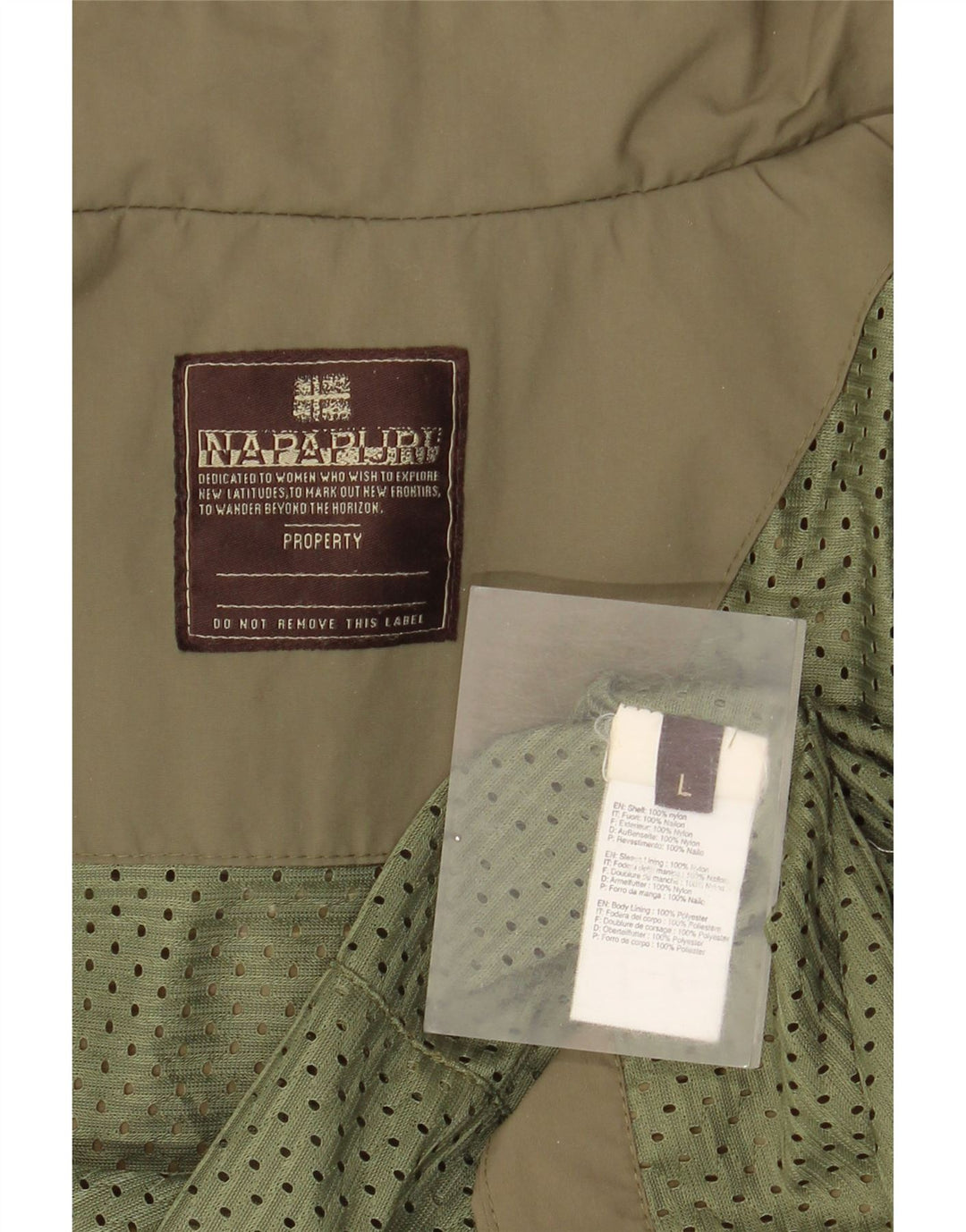 Damska kurtka przeciwdeszczowa Napapijri UK 16, duża, nylon w kolorze khaki
