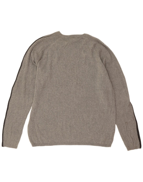 Męski sweter z okrągłym dekoltem Calvin Klein Jeans, 2XL, szary, z blokami kolorów