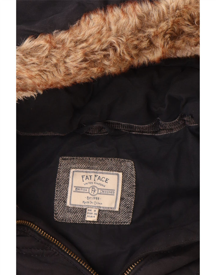 Damski ocieplany płaszcz z kapturem Fat Face UK 8, mały granatowy poliester