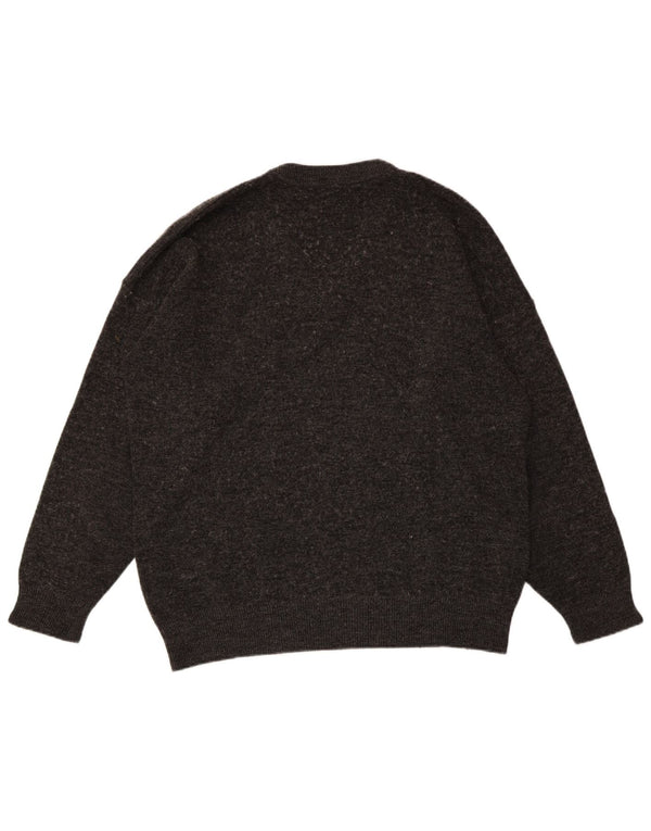 Męski sweter LACOSTE z dekoltem w kształcie litery V, rozmiar 6 XL, szara wełna