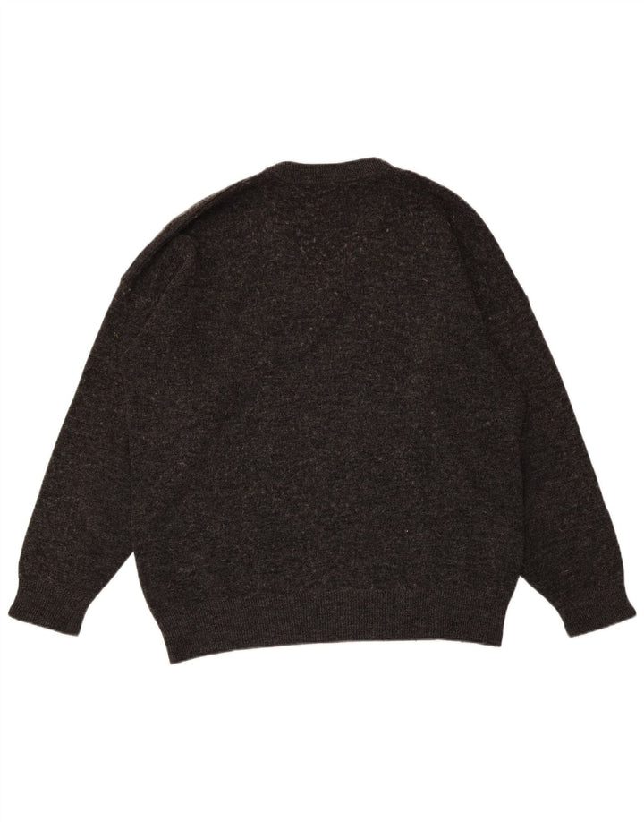 Męski sweter LACOSTE z dekoltem w kształcie litery V, rozmiar 6 XL, szara wełna