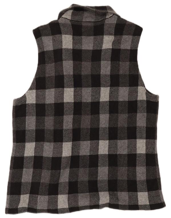 Damski sweter rozpinany bez rękawów Chaps UK 18 XL Szara bawełna w kratkę