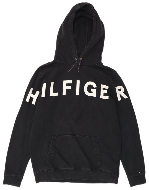 Męski sweter z kapturem i grafiką Tommy Hilfiger XL, czarny, bawełniany