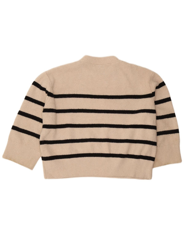 Damski sweter Zara z okrągłym dekoltem i rękawami 3/4, UK 18 XL w białe paski