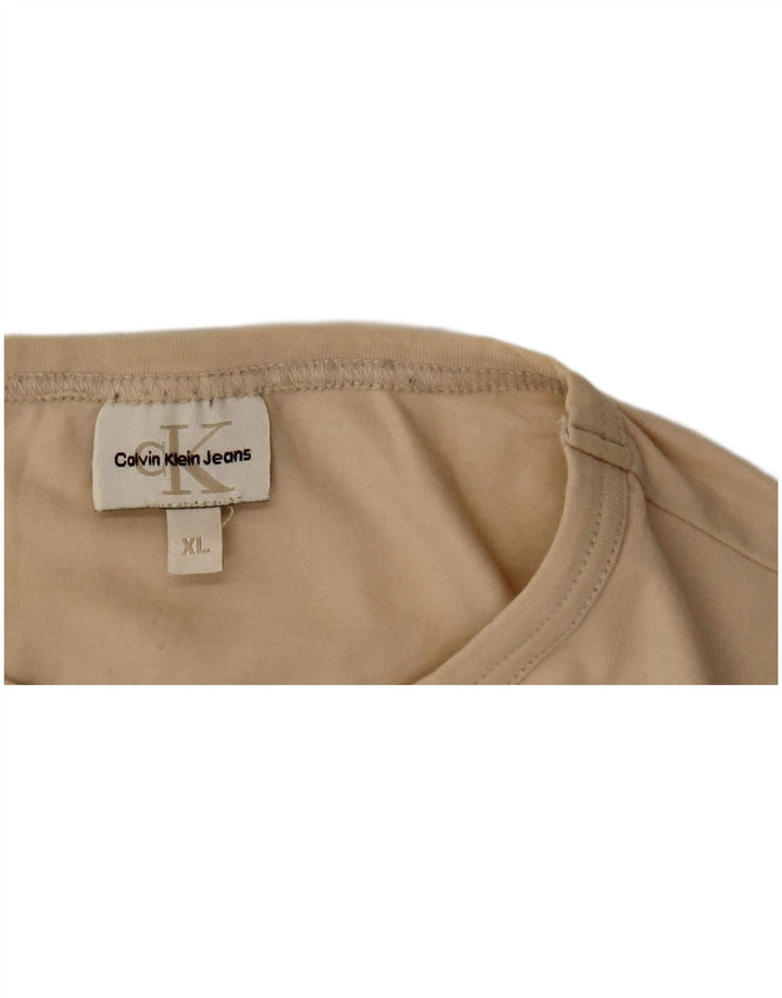 Top męski Calvin Klein Jeans z długim rękawem XL, beżowy