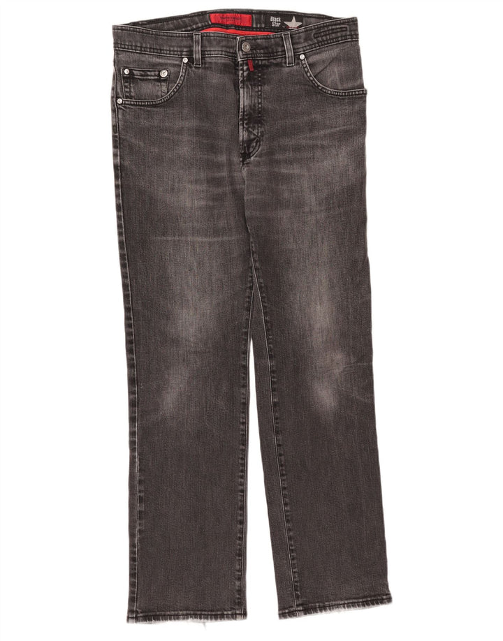 PIERRE CARDIN Męskie proste dżinsy W36 L32 Szara bawełna