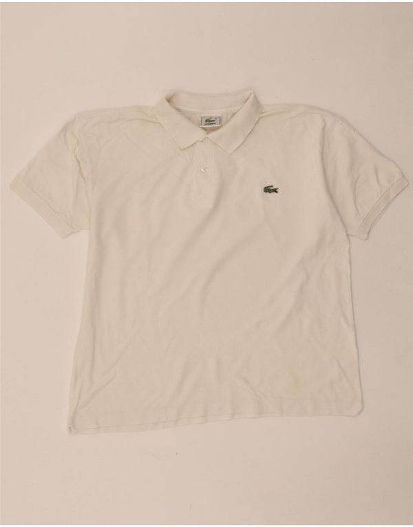 Męska koszulka polo LACOSTE, rozmiar 4, średnia, biała, bawełniana