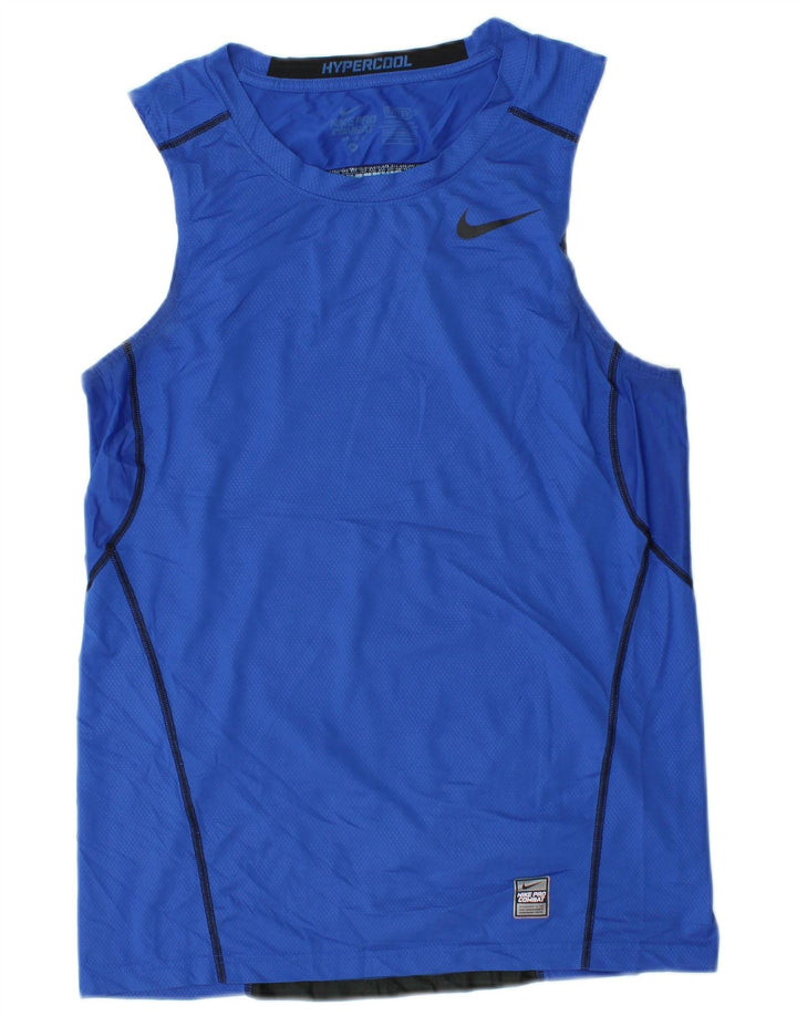 Męska koszulka z grafiką Nike Top, średni niebieski, poliester z blokami kolorów