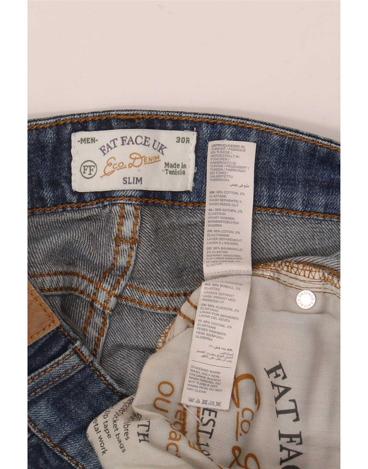 Męskie jeansy slim fit Fat Face W30 L32 Niebieskie bawełniane