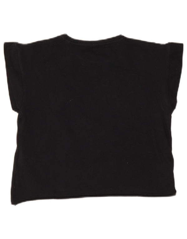Damska koszulka Guess Crop Graphic Top UK 12, średnia czarna bawełna