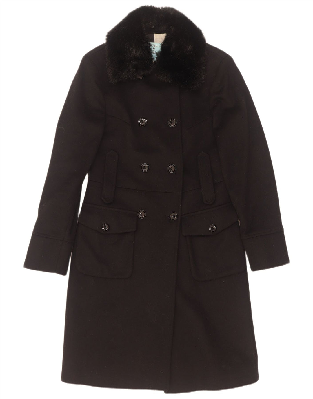 Damski płaszcz dwurzędowy Guess By Marciano IT 42, średnia czarna wełna