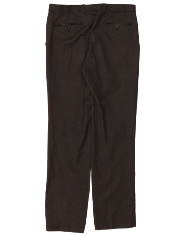 Marks & Spencer Męskie proste spodnie garniturowe W32 L33 Szara wełna