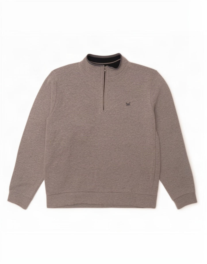 Crew Clothing Męska bluza z zamkiem błyskawicznym, duża, szara, nakrapiana