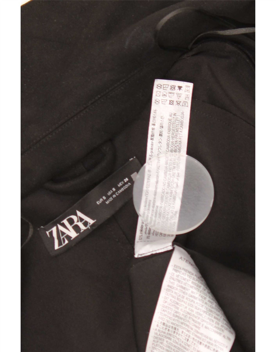 Zara damski otwarty płaszcz oversize UK 10, mały, czarny, poliestrowy, klasyczny